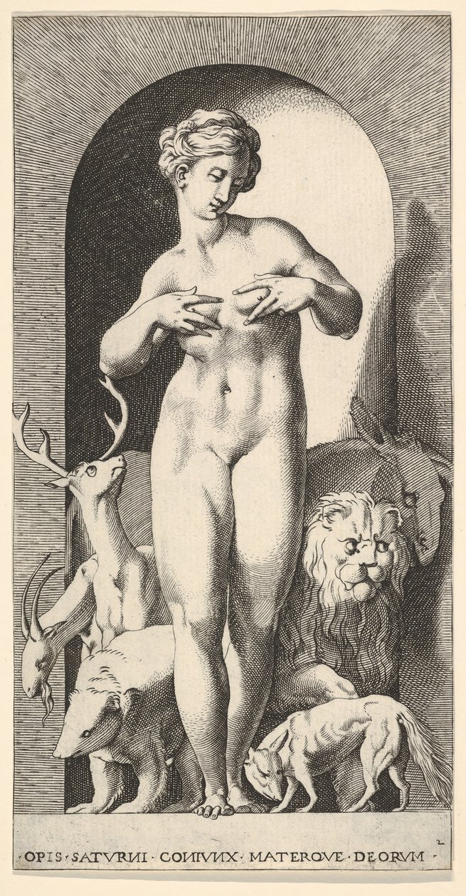 Tavola 2: Ops in una Nicchia con le Mani al Petto da Giovanni Jacopo Caraglio