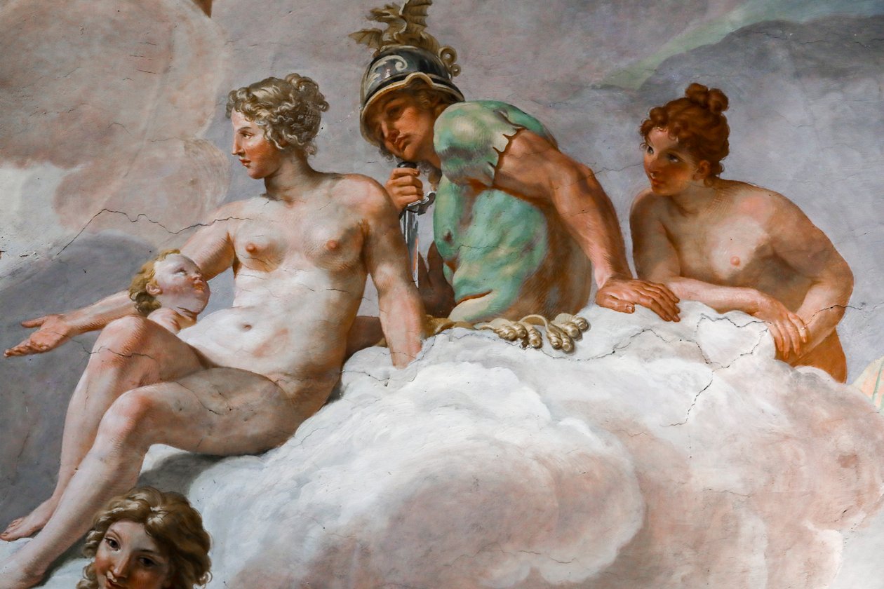 Venere e Marte. Dettaglio di "Il consiglio degli Dei" 1624-1625. affresco da Giovanni Lanfranco