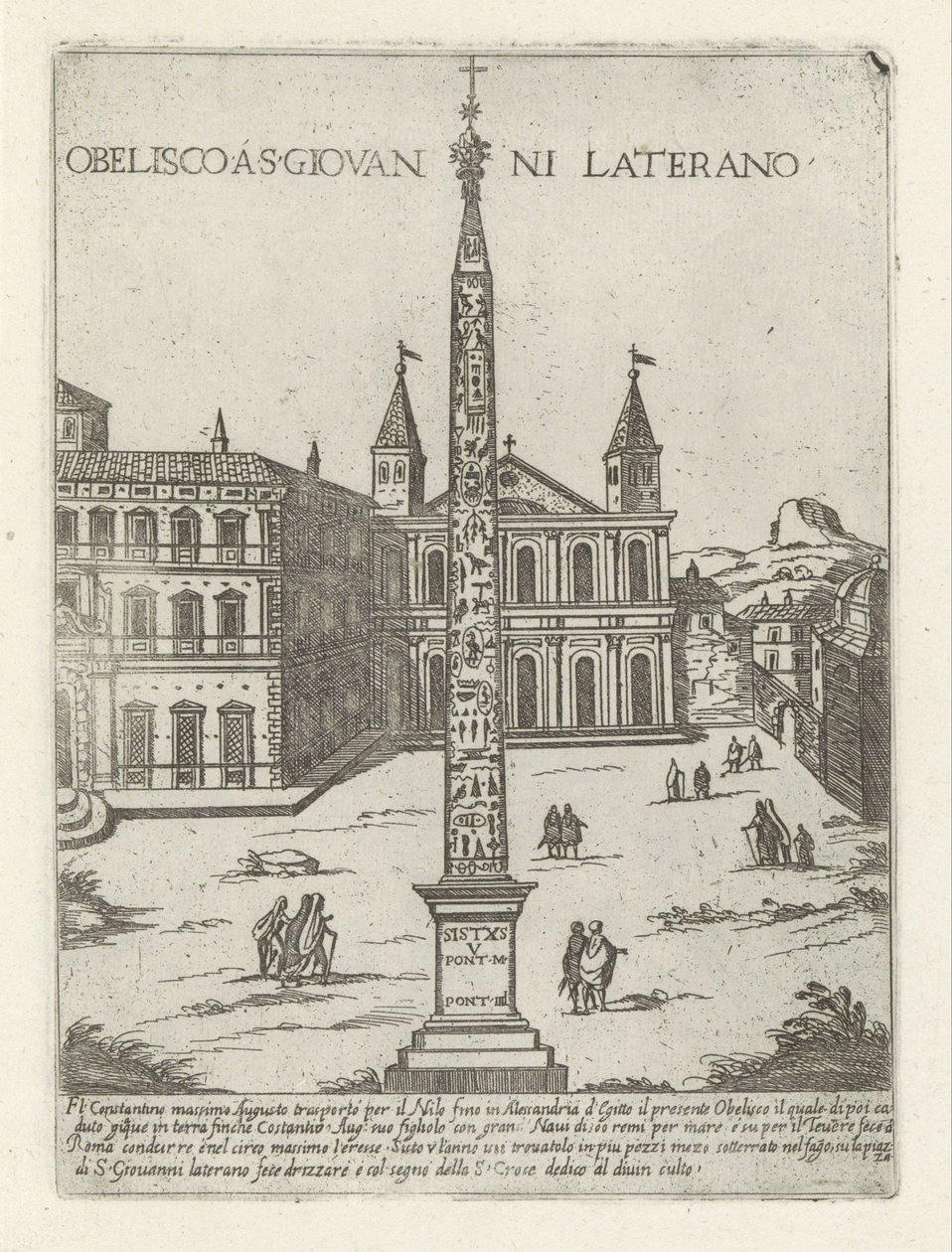 Obelisco Lateranense dietro la Basilica di San Giovanni in Laterano a Roma da Giovanni Maggi