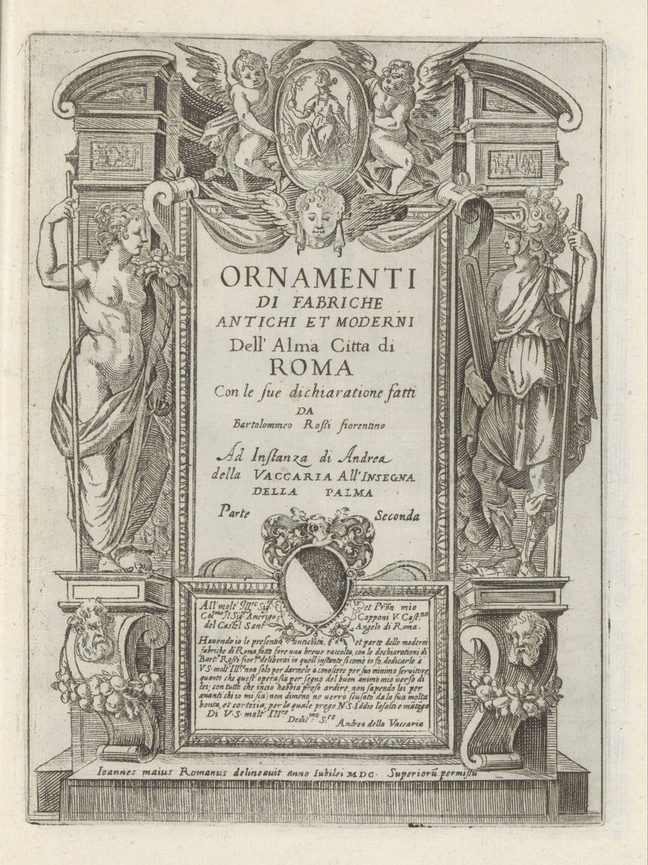 Frontespizio con figure allegoriche e putti da Giovanni Maggi