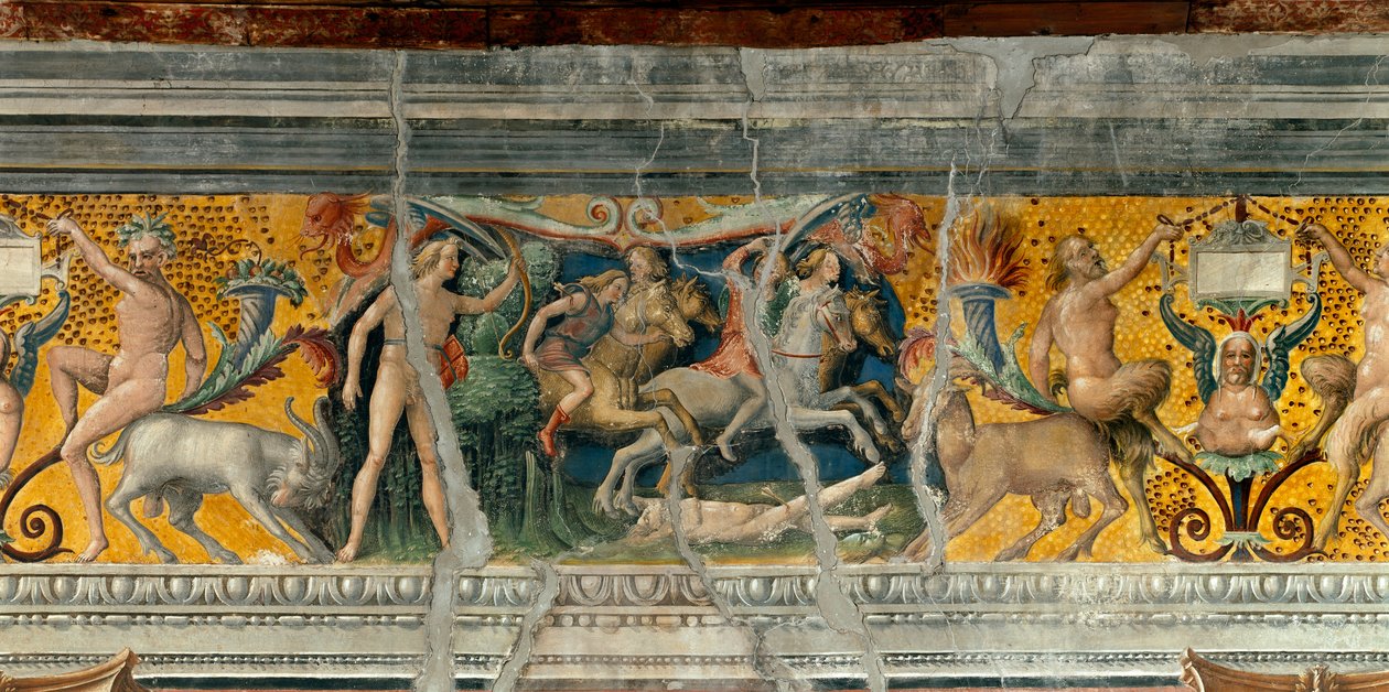 Apollo che uccide con le frecce i Niobidi, figli di Niobe (dettaglio) di un fregio attribuito a Giovanni Maria Falconetto (1468-1534) intorno al 1520 Mantova, Palazzo d