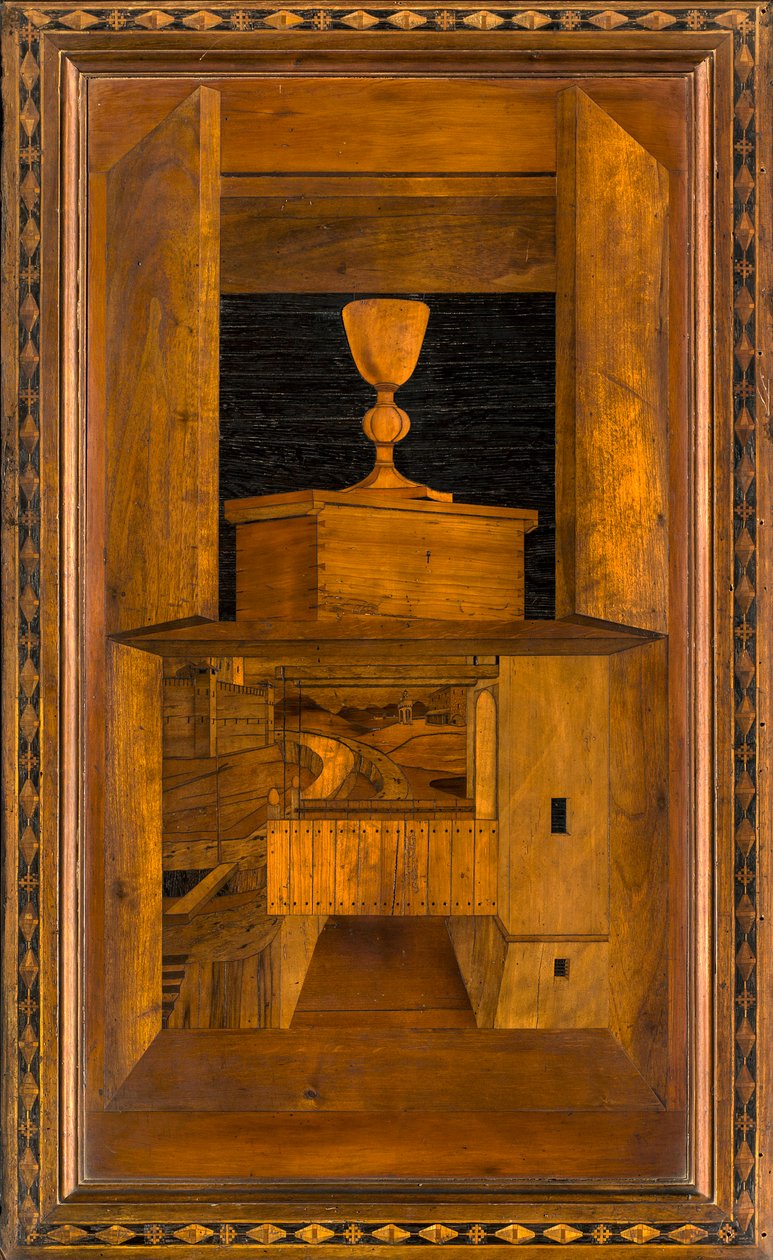 Coro canonico ligneo, Intarsiato da Giovanni Maria Platina 1484, Stallo superiore da Giovanni Maria Platina