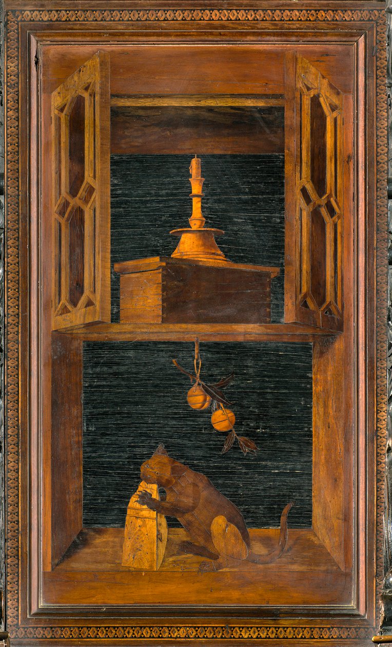 Coro canonico ligneo, intarsiato da Giovanni Maria Platina 1484, stallo superiore da Giovanni Maria Platina