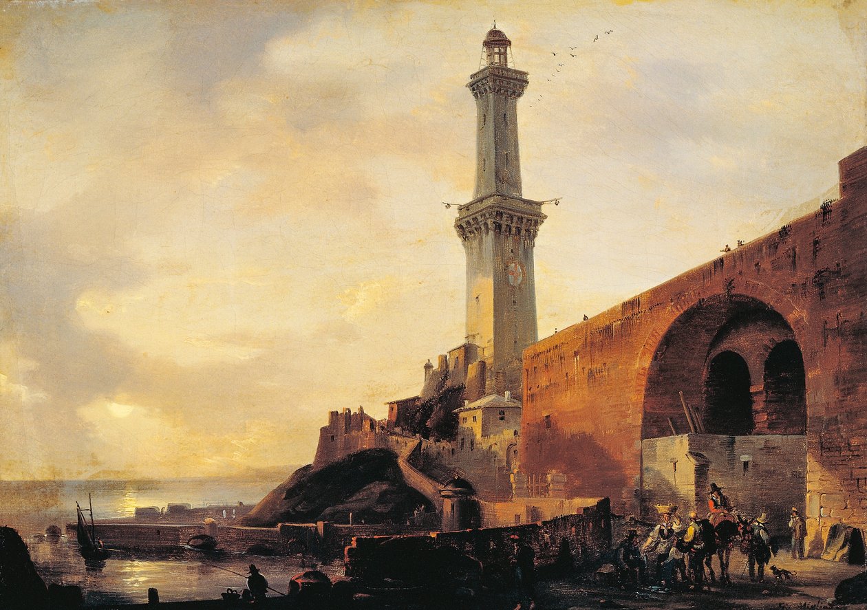 Genova, vista del faro da Giovanni Migliara