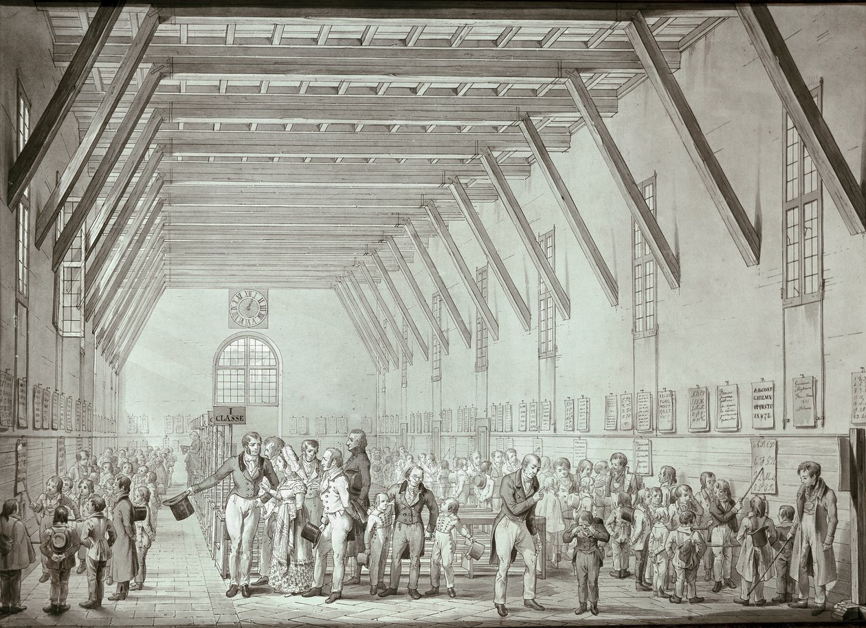 Milano. La scuola di mutuo insegnamento di Santa Caterina (stampa) da Giovanni Migliara