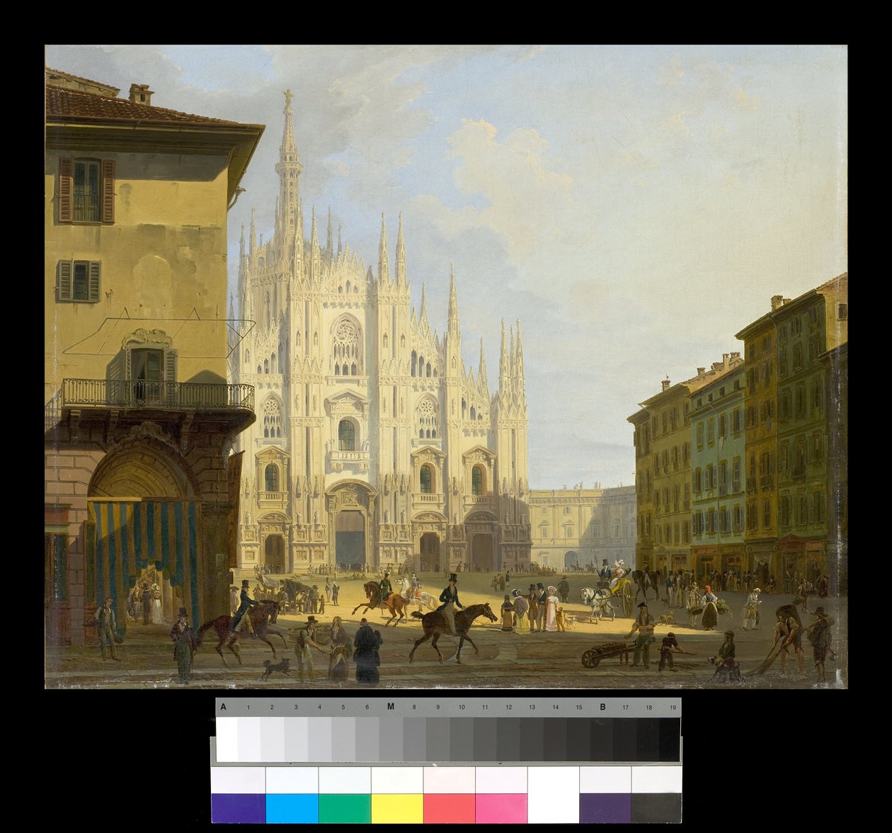Veduta di Piazza Duomo a Milano, 1819-28 da Giovanni Migliara