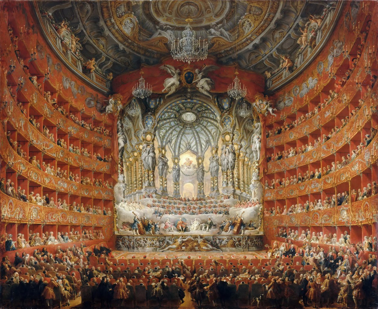 Festa musicale data dal cardinale de La Rochefoucauld nel Teatro Argentina a Roma da Giovanni Paolo Pannini