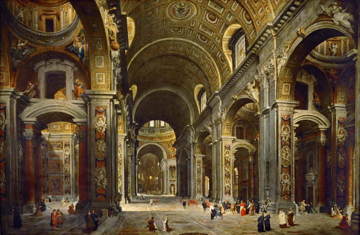 Cardinale Melchior de Polignac visita la Basilica di San Pietro a Roma da Giovanni Paolo Pannini