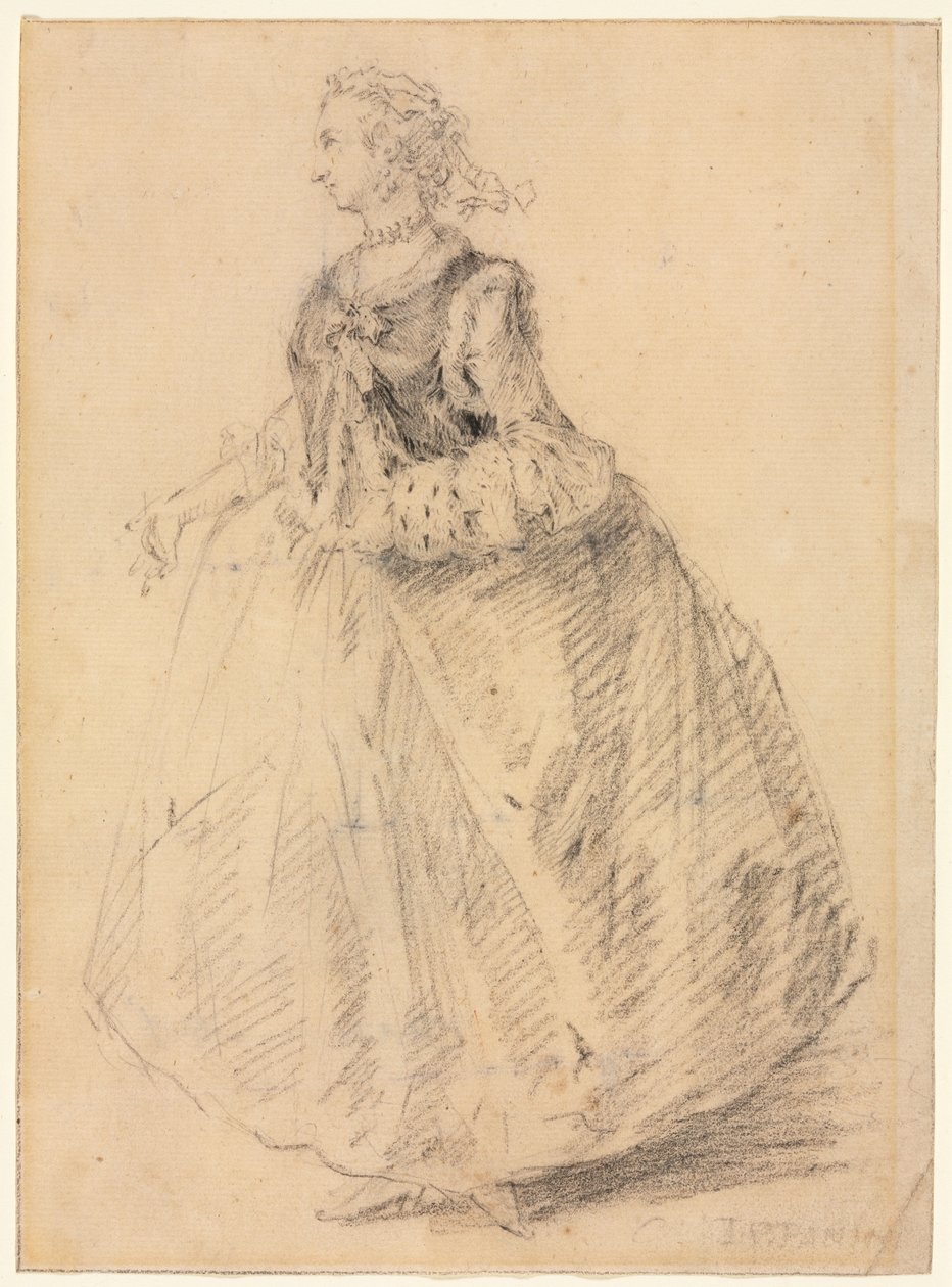 Donna in piedi con un manicotto di ermellino, XVIII secolo da Giovanni Paolo Pannini