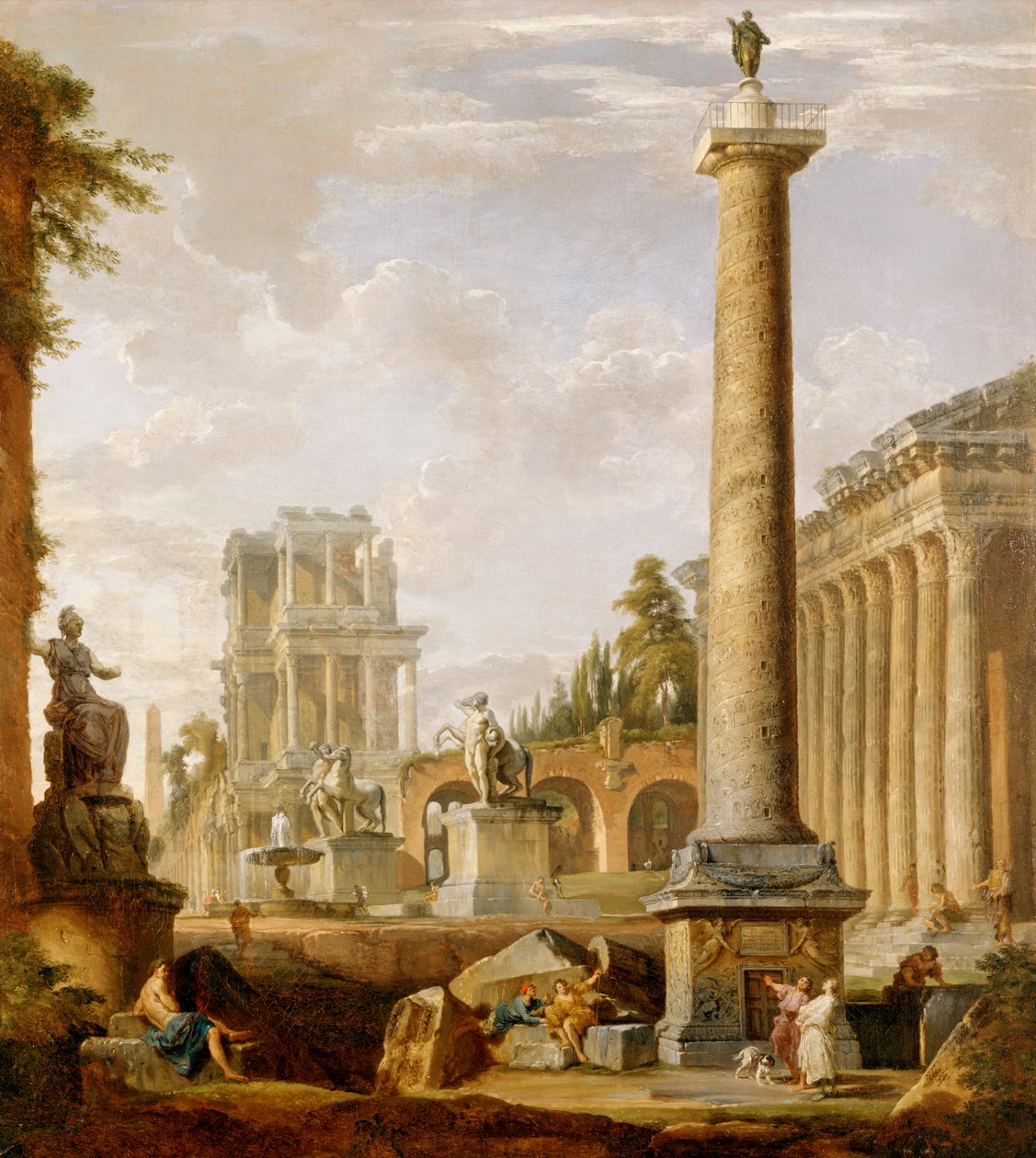 Capriccio di rovine romane con la Colonna di Traiano da Giovanni Paolo Pannini