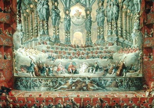 Concerto dato dal Cardinale de La Rochefoucauld al Teatro Argentina di Roma, in Celebrazione del Matrimonio di Luigi il Delfino, figlio di Luigi XV, con Maria-Giuseppa di Sassonia da Giovanni Paolo Pannini