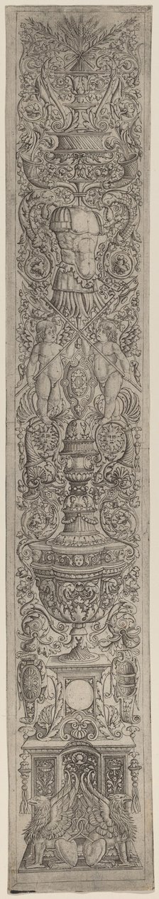 Pannello Ornamentale: Grifoni e Due Cupidi che Incrociano Alabarde da Giovanni Pietro Birago and Zoan Andrea