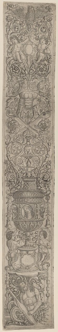 Pannello ornamentale: Tritone e due satiri infanti da Giovanni Pietro Birago and Zoan Andrea