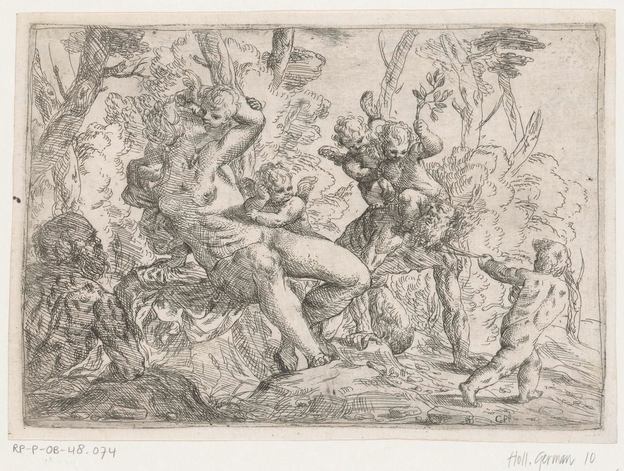 Un satiro catturato da putti e Venere da Giovanni Pietro Possenti