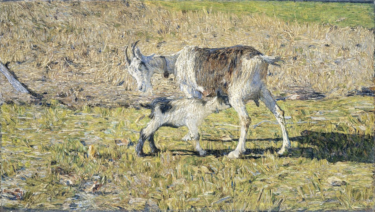 Una capra con il suo capretto da Giovanni Segantini