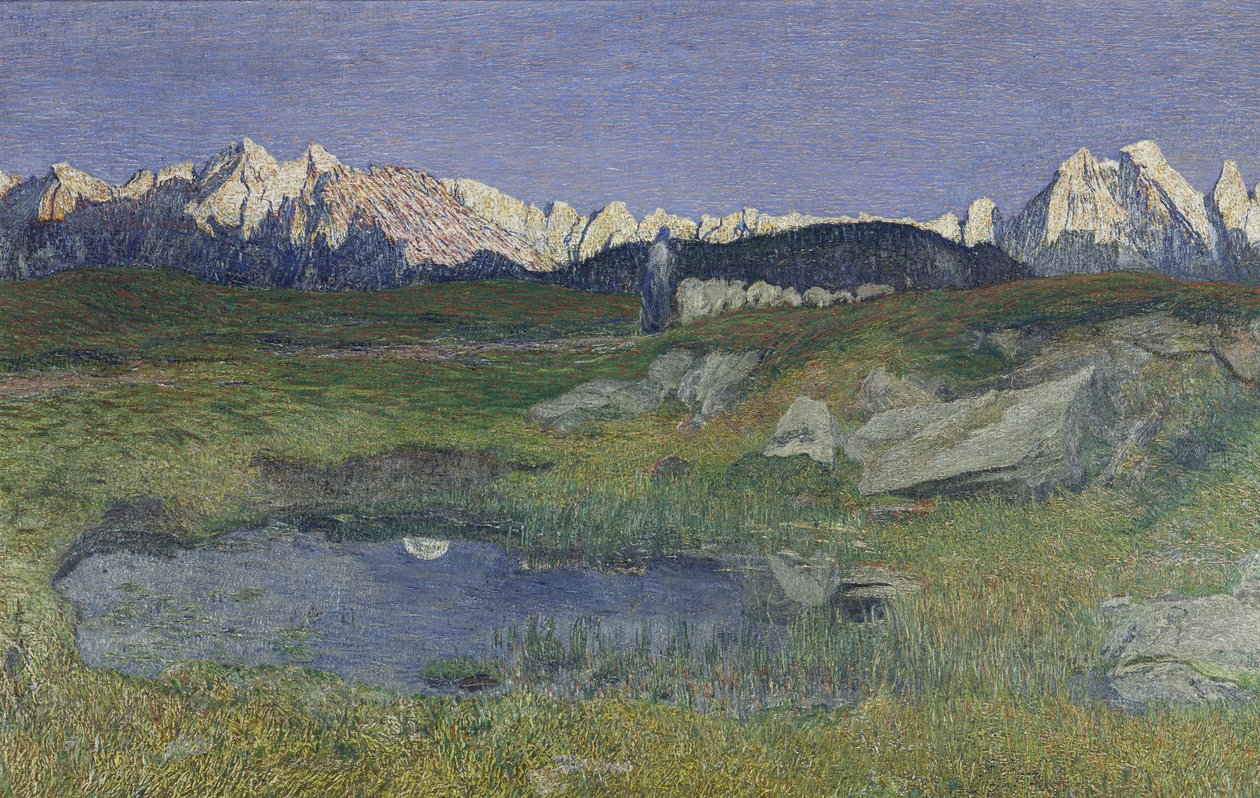 Paesaggio alpino al tramonto da Giovanni Segantini