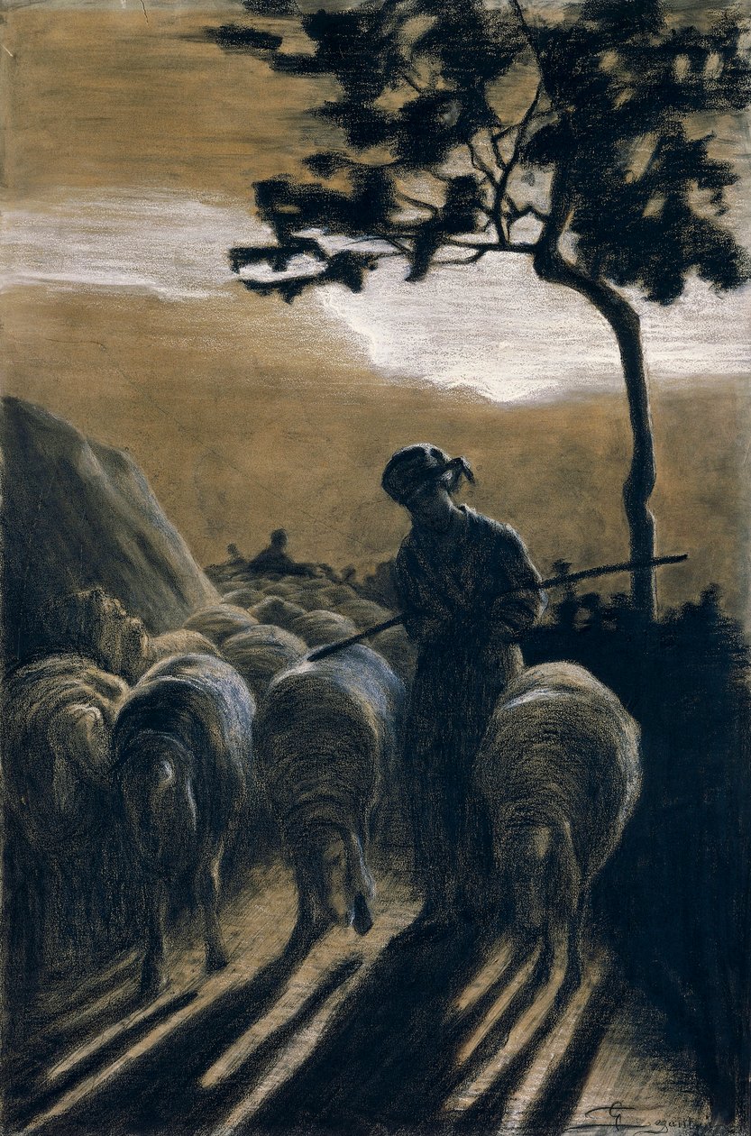 Gregge sulla strada da Giovanni Segantini