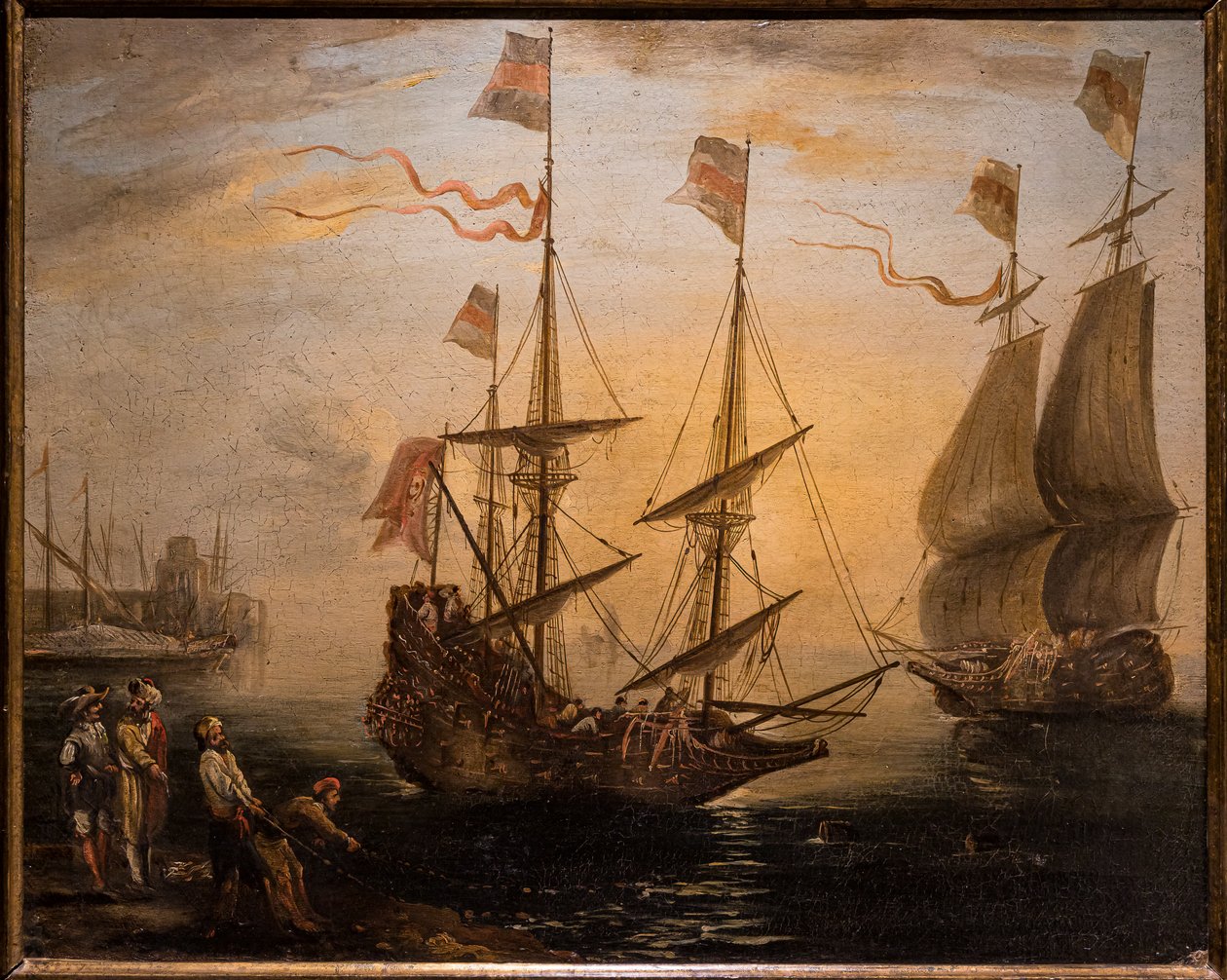 Marina e due velieri da Giovanni Signorini