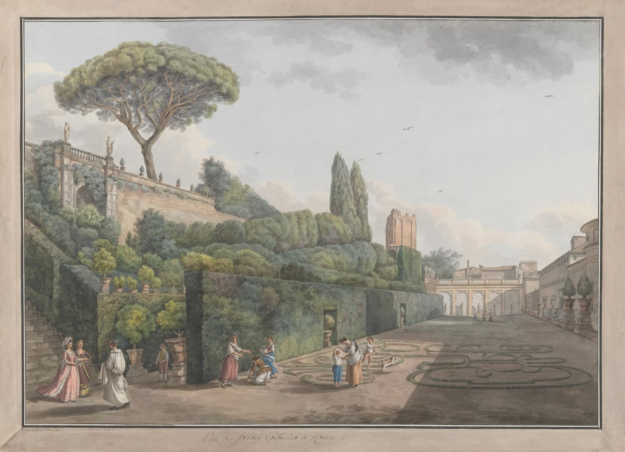 Giardino di Palazzo Colonna, ca. 1780 da Giovanni Volpato, Louis Ducros