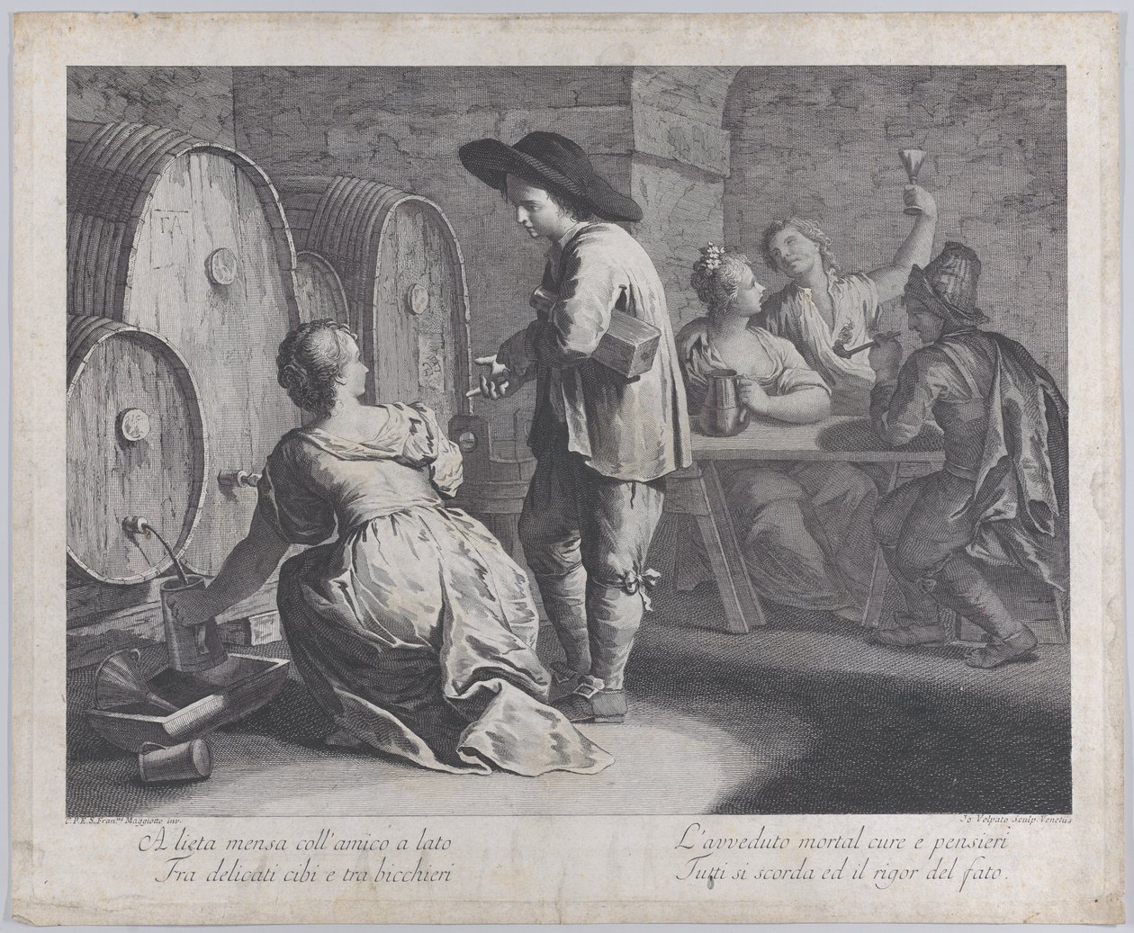 Una barista che riempie boccali..., 1760-70 da Giovanni Volpato