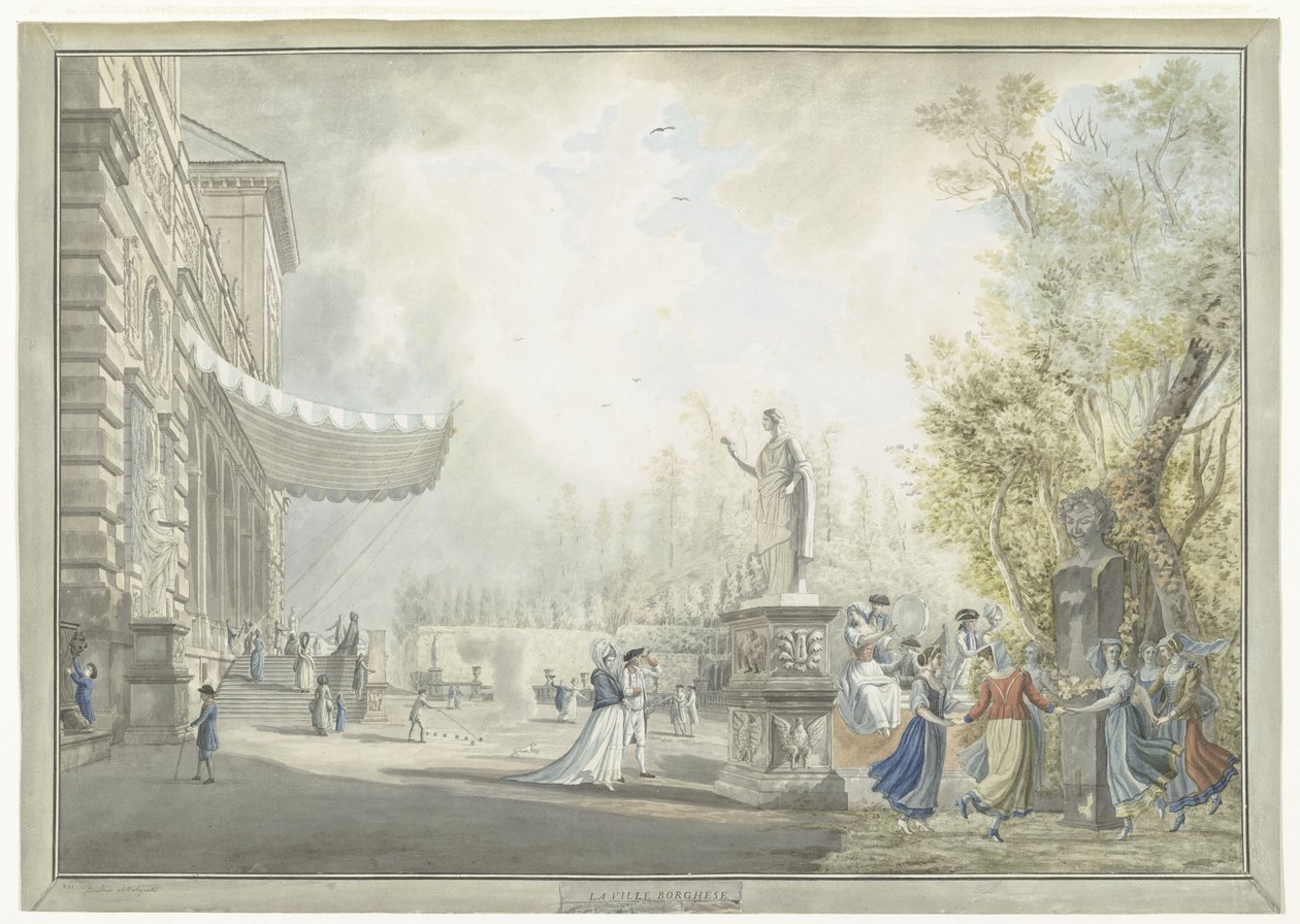Veduta di Villa Borghese Pinciana e dei giardini di Villa Borghese a Roma da Giovanni Volpato