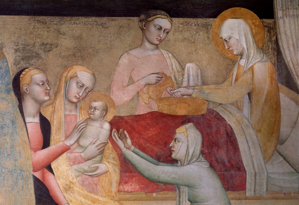 La vita della Vergine: la nascita di Maria (dettaglio) da Giovanni da Milano