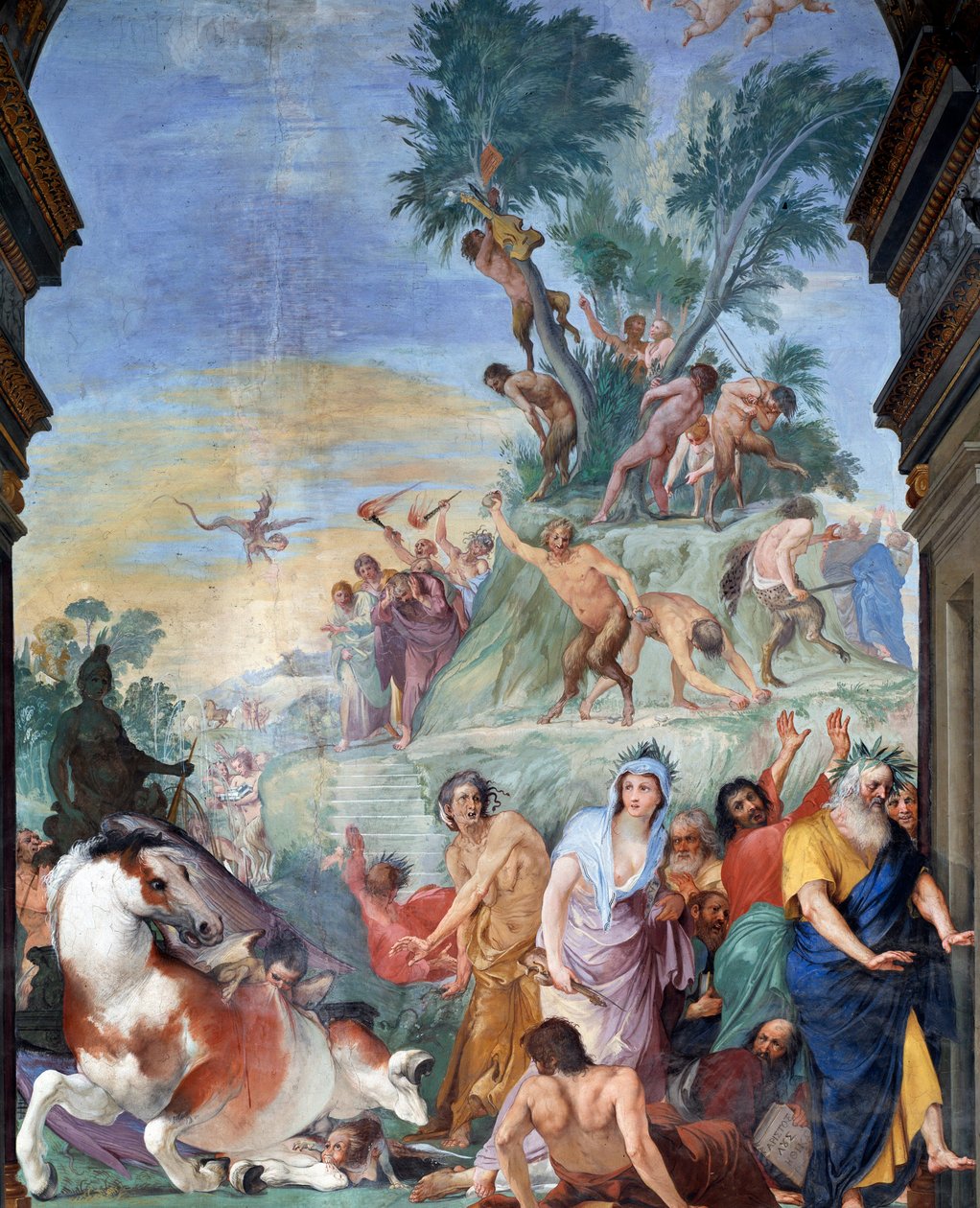 Le muse e i poeti cacciati dal Parnaso, dettaglio di affresco di Giovanni da San Giovanni, 1634-1642, Museo degli Argenti, Palazzo Pitti, Firenze da Giovanni da San Giovanni