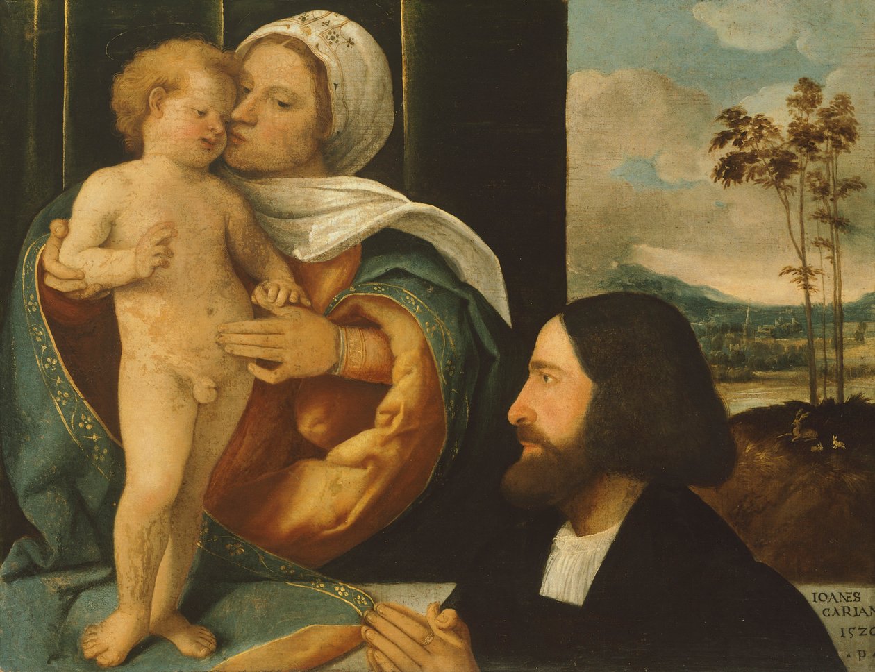 Madonna con Bambino e devoto di Giovanni Cariani da Giovanni de Busi Cariani