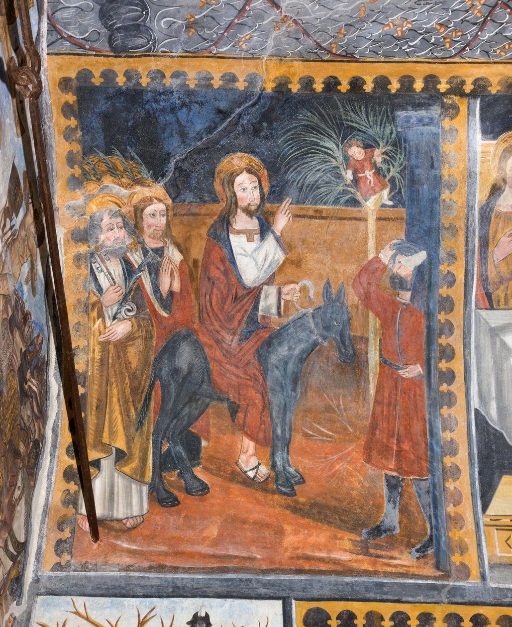 Storie di Cristo: Entrata di Gesù a Gerusalemme accolto con rami di palma da Giovanni di Cherasco Botoneri