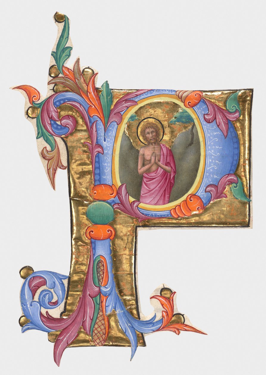 Initiale P: Johannes der Täufer, Ausschnitt aus einem Graduale da Giovanni di Paolo