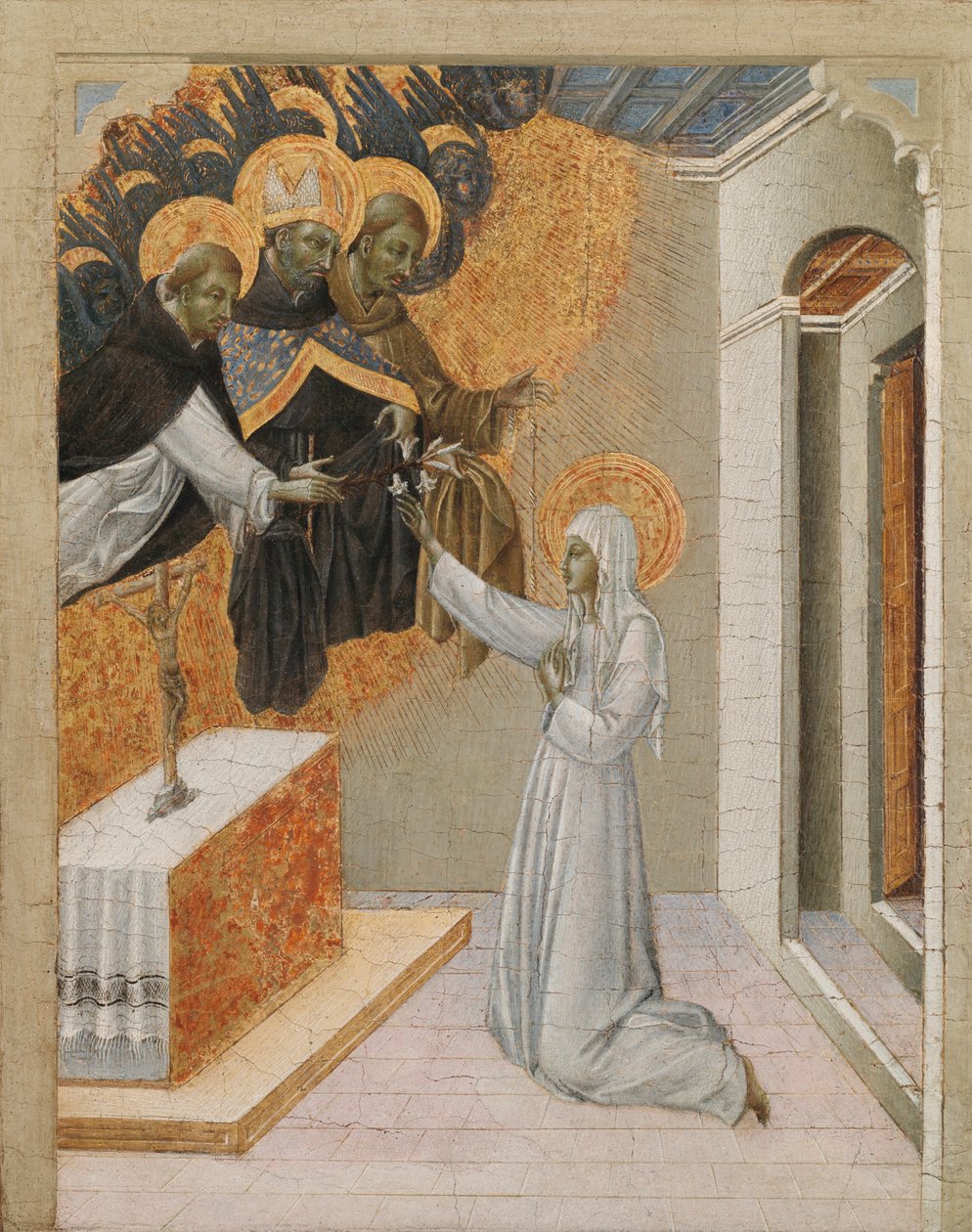 Pannello della predella di un altare: Santa Caterina da Siena investita con l
