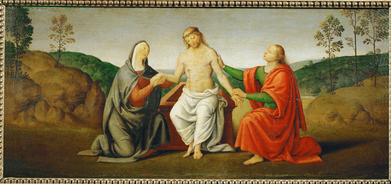 Il Cristo morto sostenuto dalla Vergine Maria e da San Giovanni apostolo ... da Giovanni di Pietro (c.1450 1529) (studio of)
