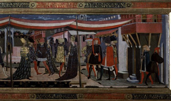 Fronte dal Cassone Adimari, dettaglio della sezione di destra, c.1450 (dettaglio) da Giovanni di Ser Giovanni Scheggia