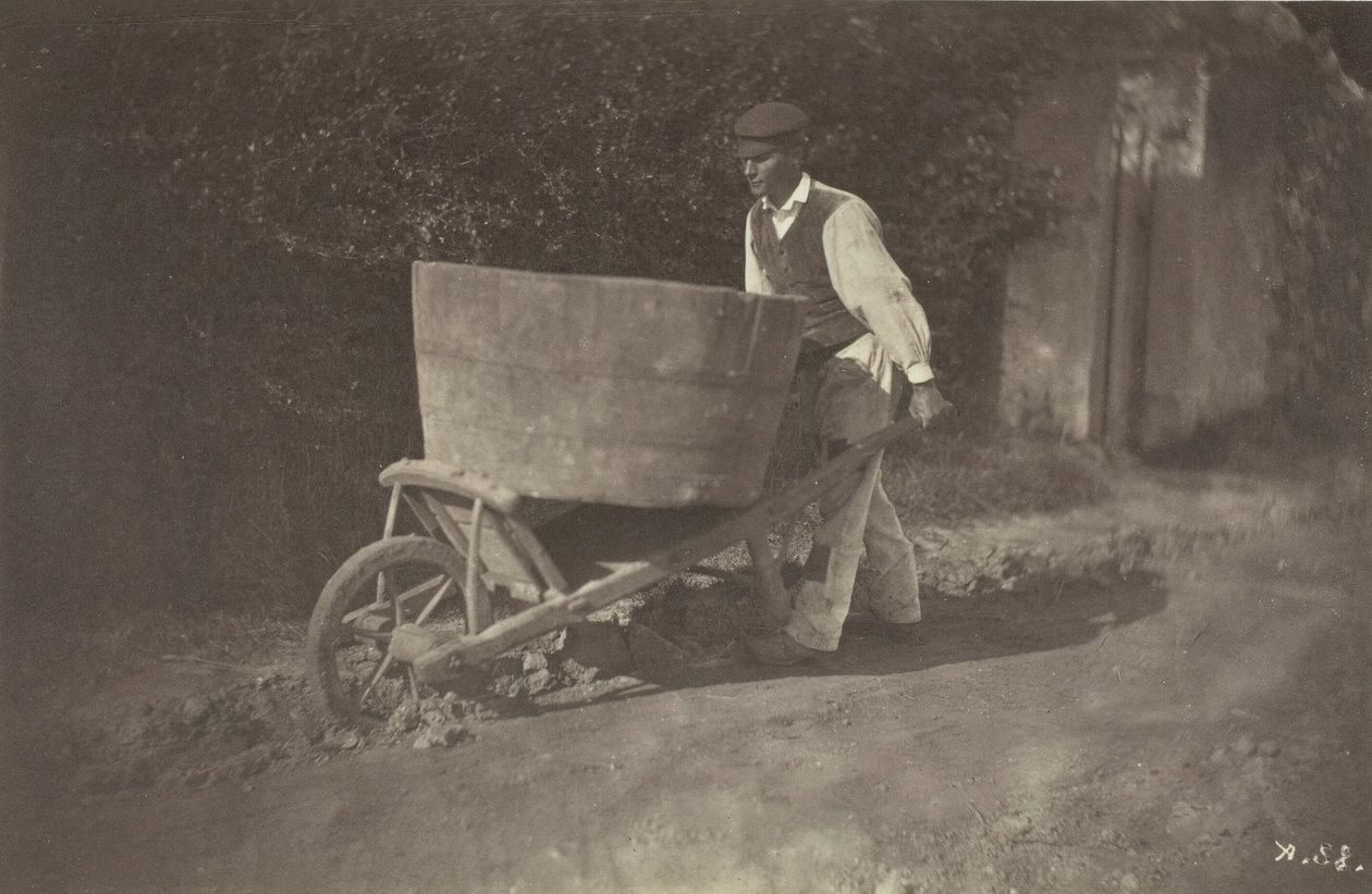 Contadino con carriola, 1870 da Giraudon