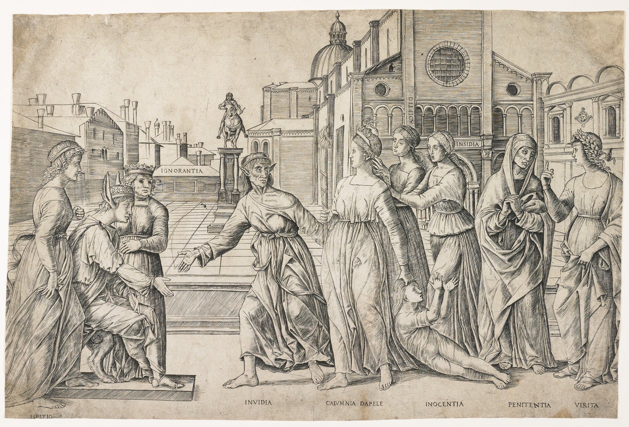 Calunnia di Apelle, c. 1500-1506 da Girolamo Mocetto