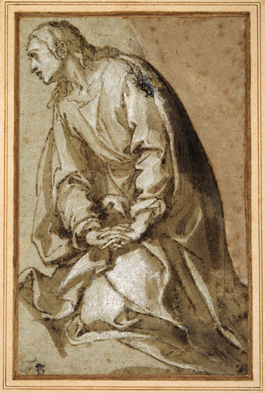 Un giovane santo in ginocchio in preghiera da Girolamo (circle of) Muziano