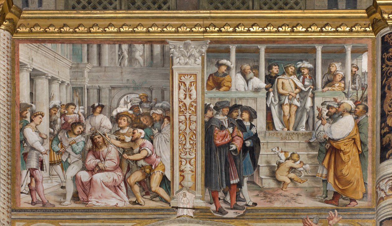 Navata Centrale, Quarta Campata Sud, Incoronazione di Spine, Ecce Homo, Girolamo Romanino da Girolamo Romanino