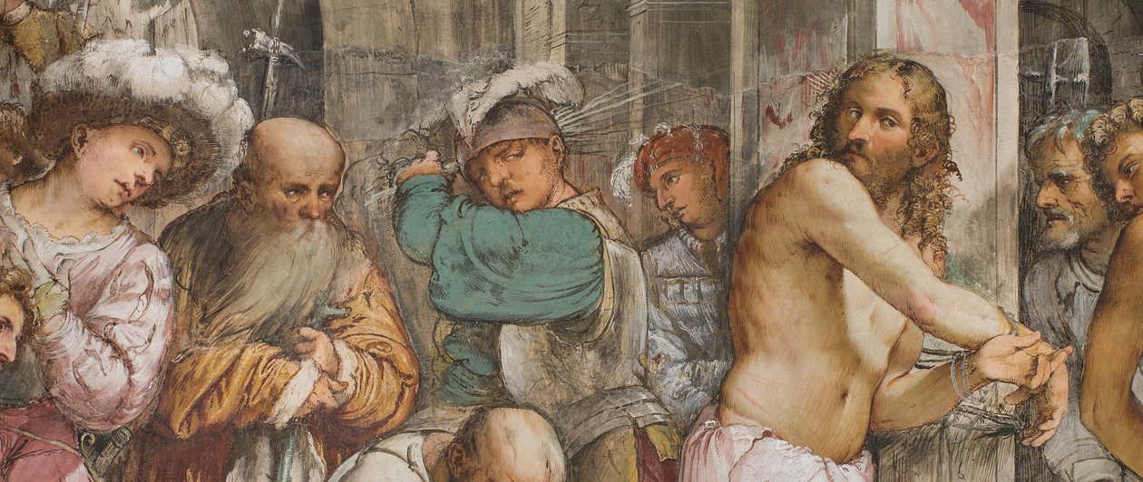 Navata centrale, Quinta campata sud, Flagellazione di Cristo, Girolamo Romanino da Girolamo Romanino