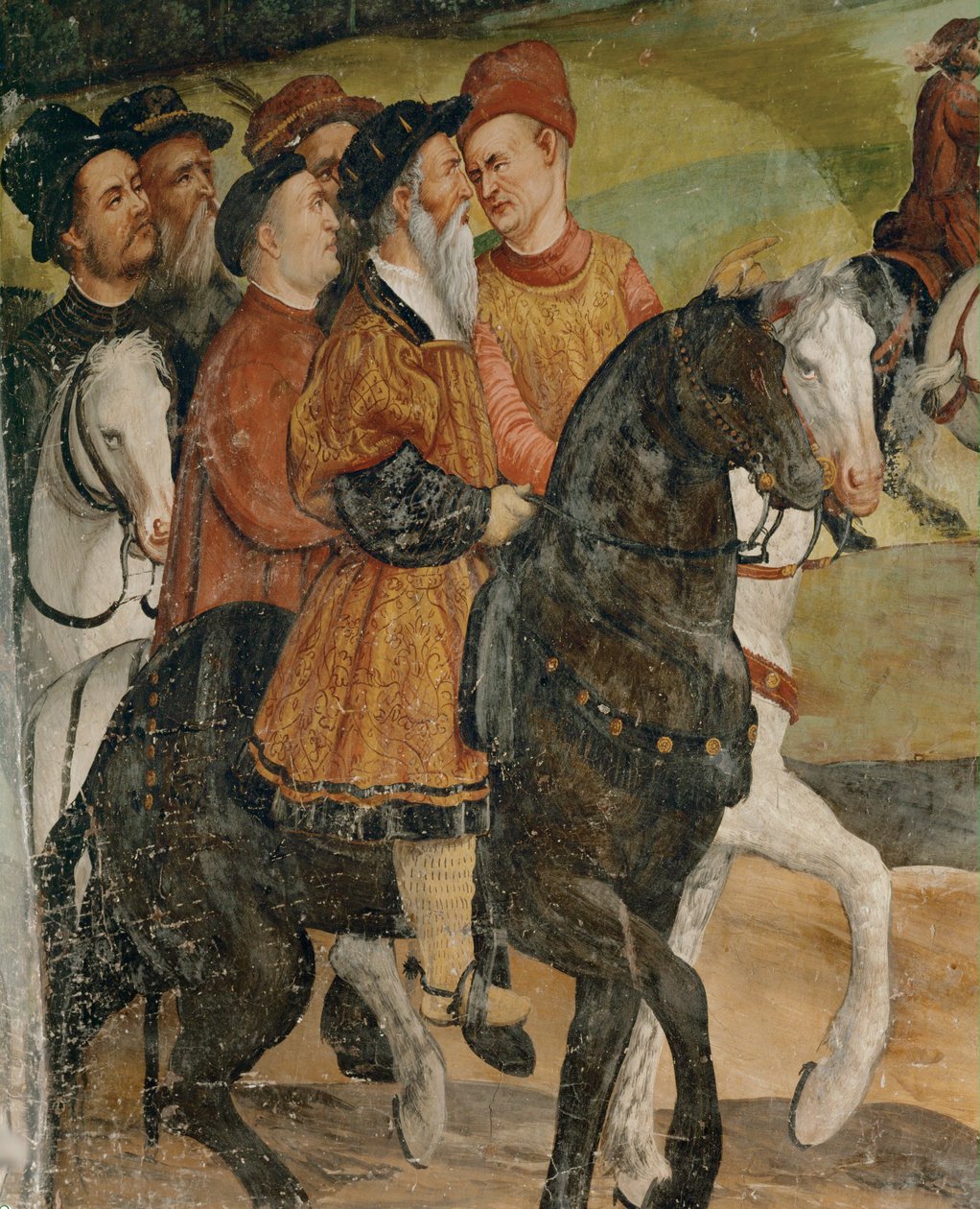 Visita del re Cristiano di Danimarca a Malpaga nel 1474 (affresco) da Girolamo Romanino