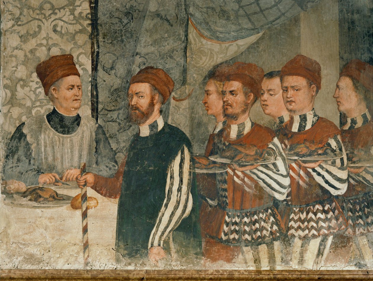 Visita del re Cristiano di Danimarca a Malpaga nel 1474 (affresco) da Girolamo Romanino