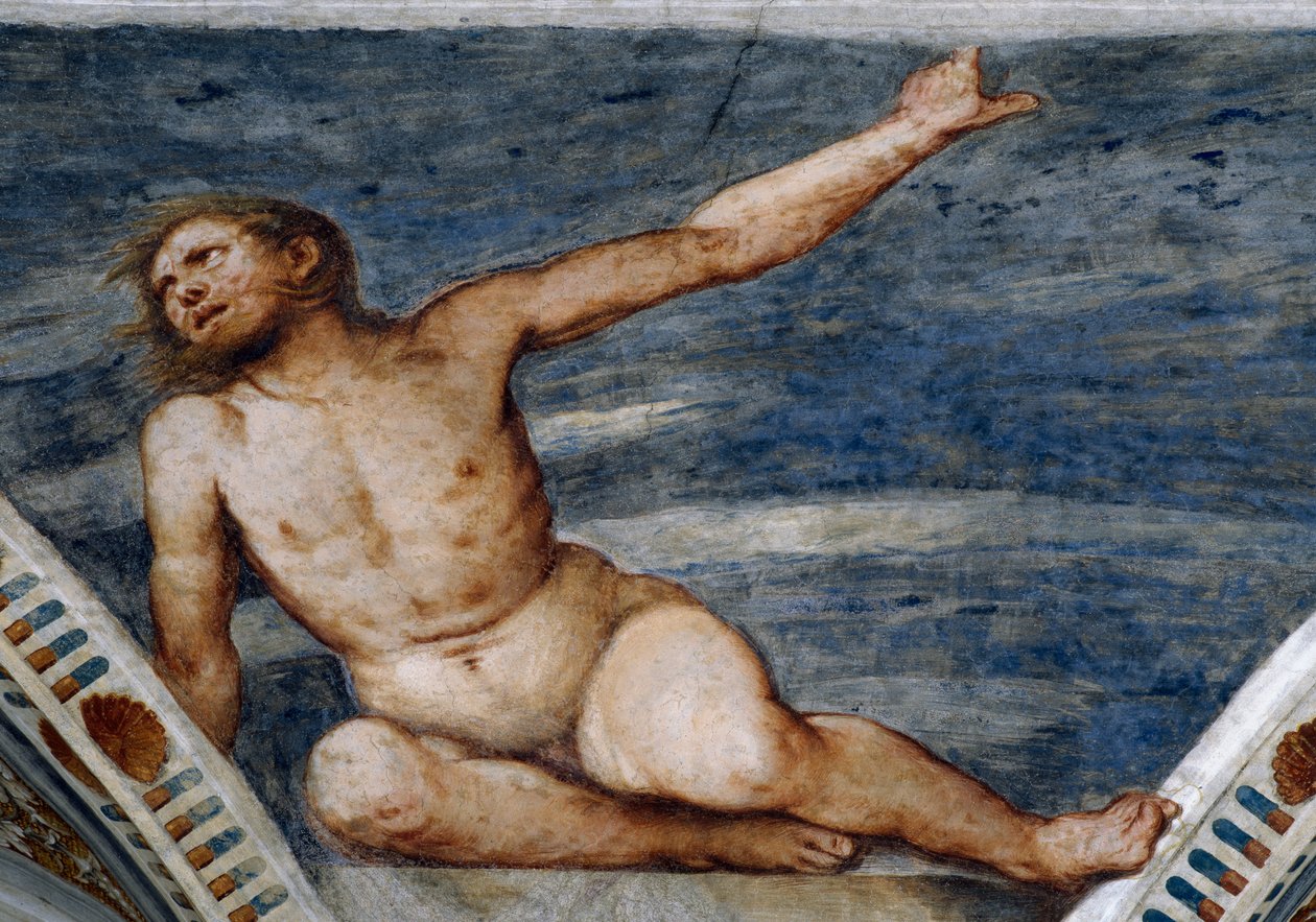 Nudo maschile, Dettaglio degli affreschi di Girolamo Romanino (ca 1484-dopo il 1559), Commissionato da Bernardo Clesio da Girolamo Romanino