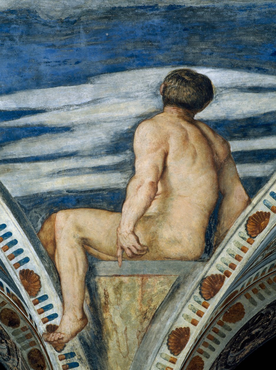 Nudo maschile, dettaglio degli affreschi di Girolamo Romanino, commissionato da Bernardo Clesio da Girolamo Romanino