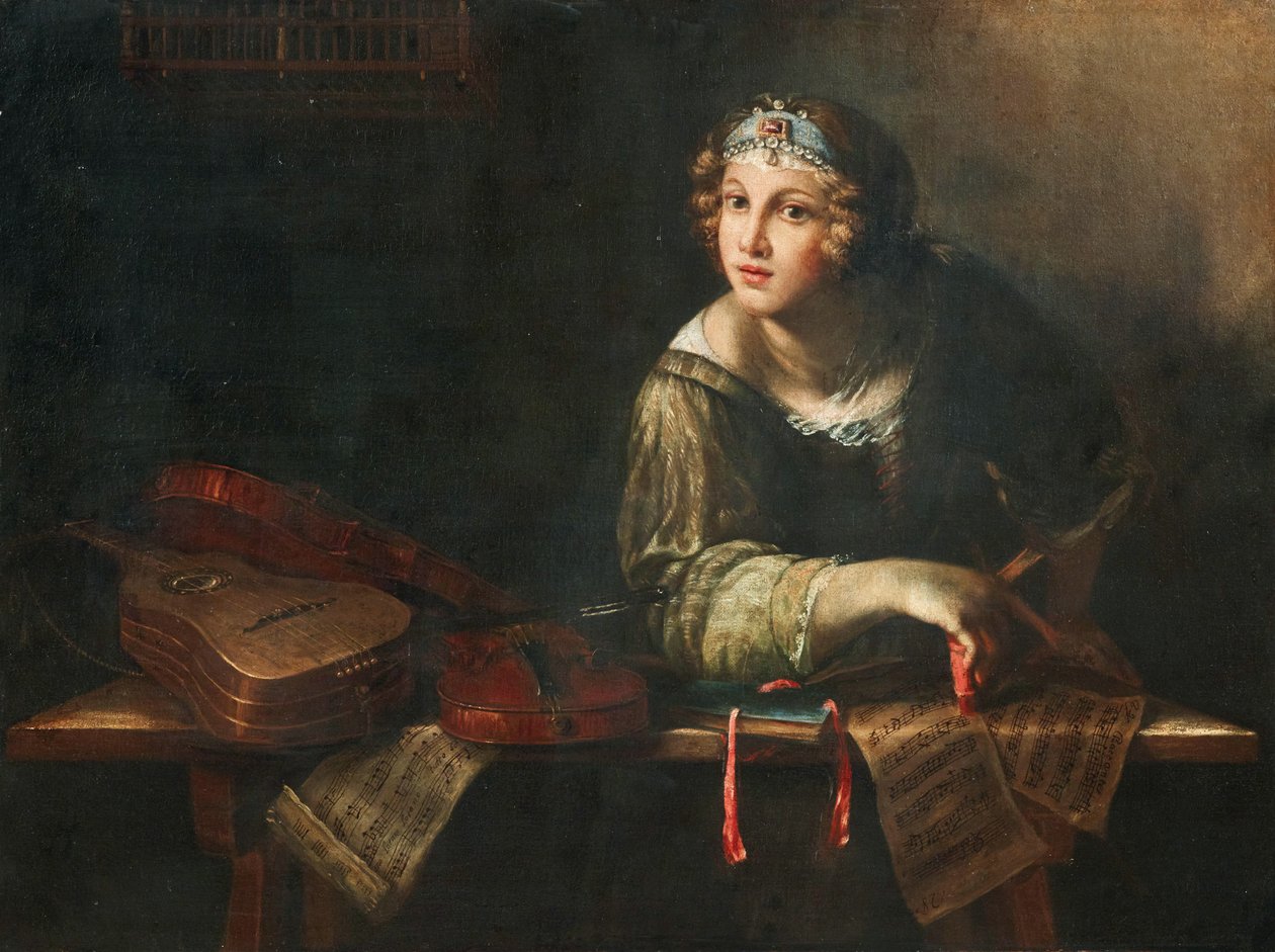 Rappresentazione allegorica con strumenti musicali e note, seconda metà del XVII secolo da Girolamo Scaglia