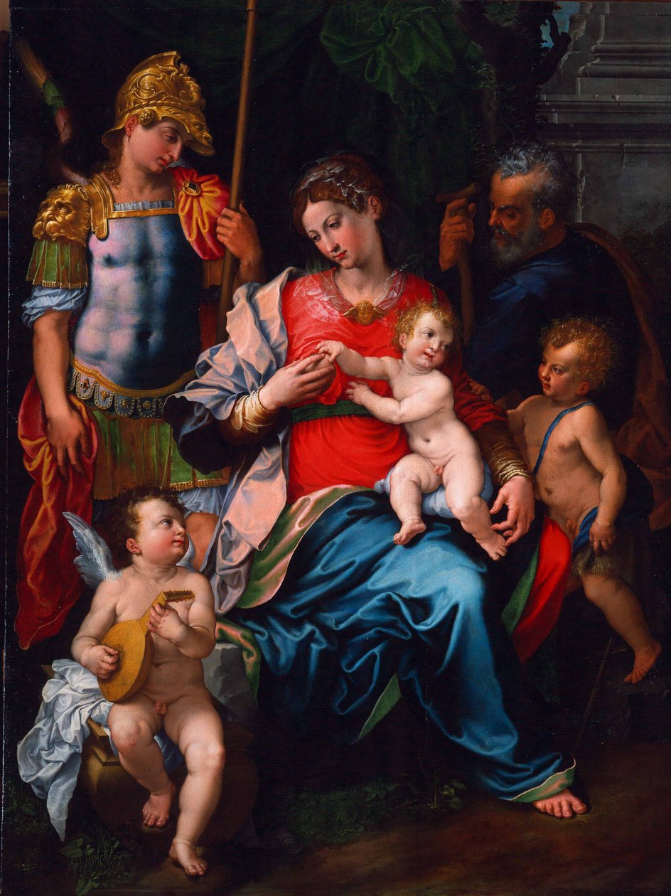 Vergine e Bambino con i Santi Giovanni Battista, Michele Arcangelo e Giuseppe, 1545 da Girolamo Sciolante da Sermoneta