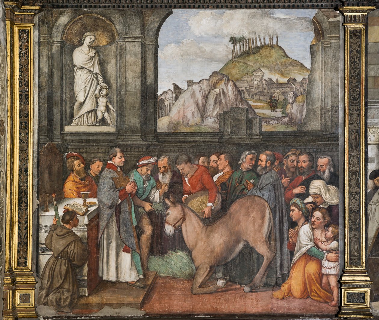 Il miracolo del mulo, Parete Nord, Scuola del Santo (dettaglio) da Girolamo Tessari