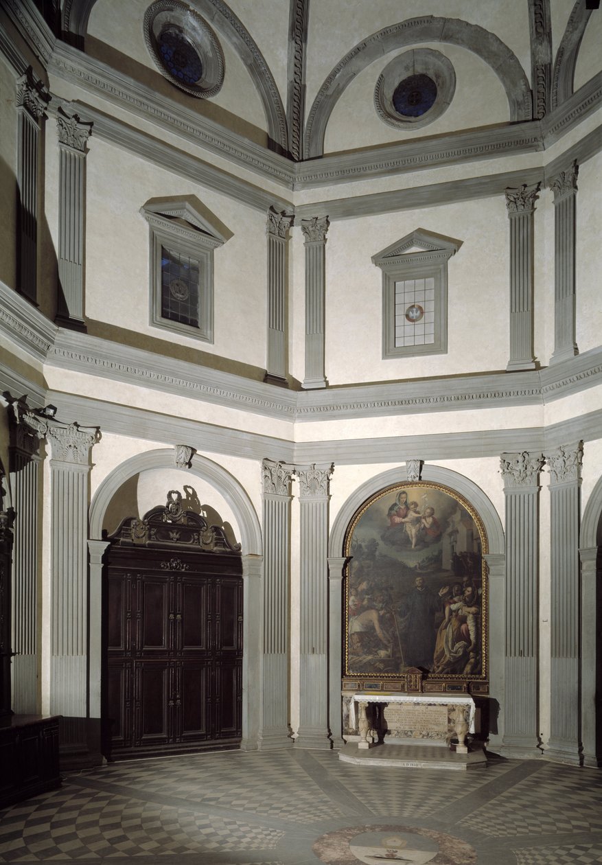 Vista della sacrestia ottagonale costruita su progetto di Giuliano da Sangallo (1445-1516) da Giuliano Giamberti da Sangallo