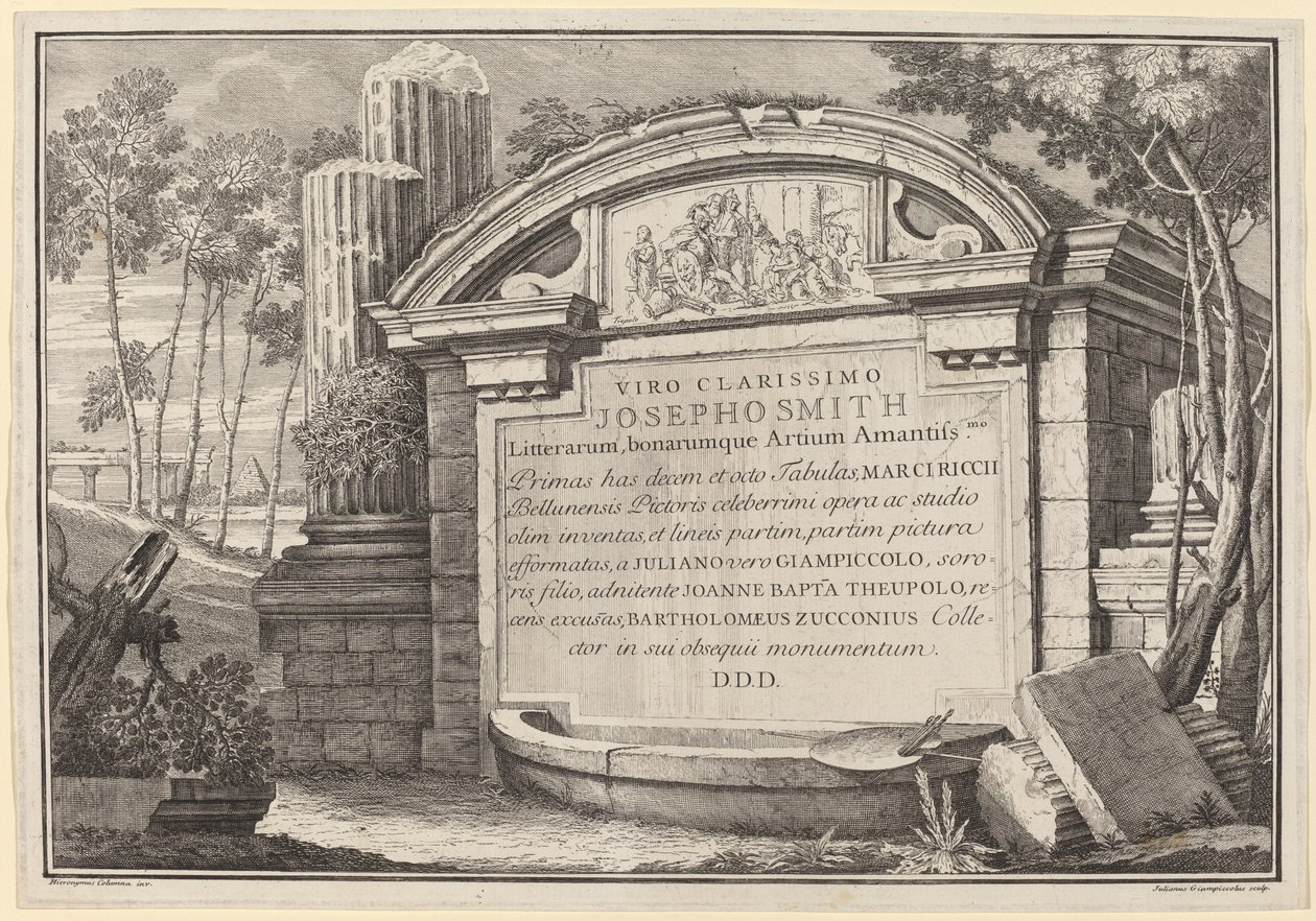 Rovine classiche in un paesaggio: frontespizio da Giuliano Giampiccoli and Giovanni Battista Tiepolo