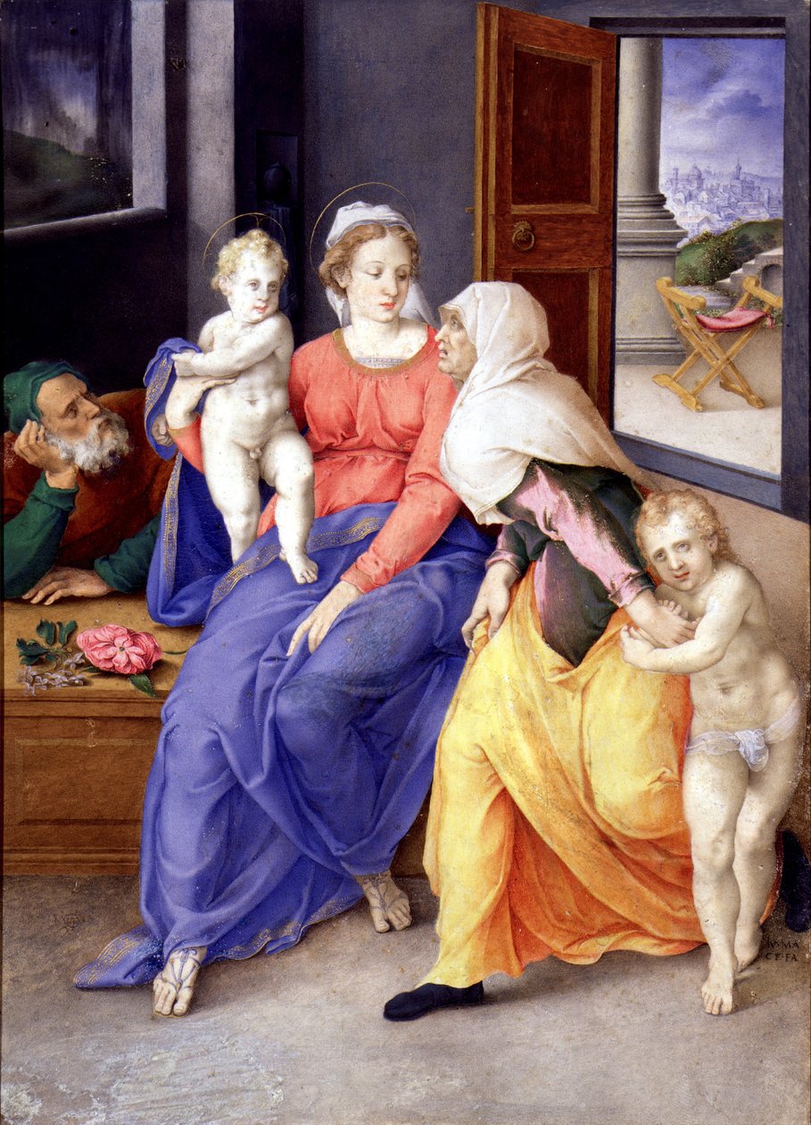 Sacra Famiglia con Santa Isabel e San Juanito da Giorgio Giulio Clovio