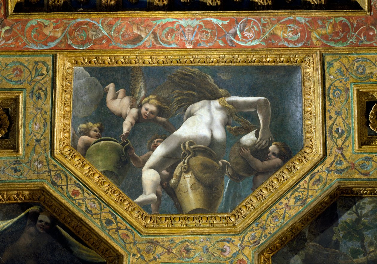 Una ninfa che versa acqua da un