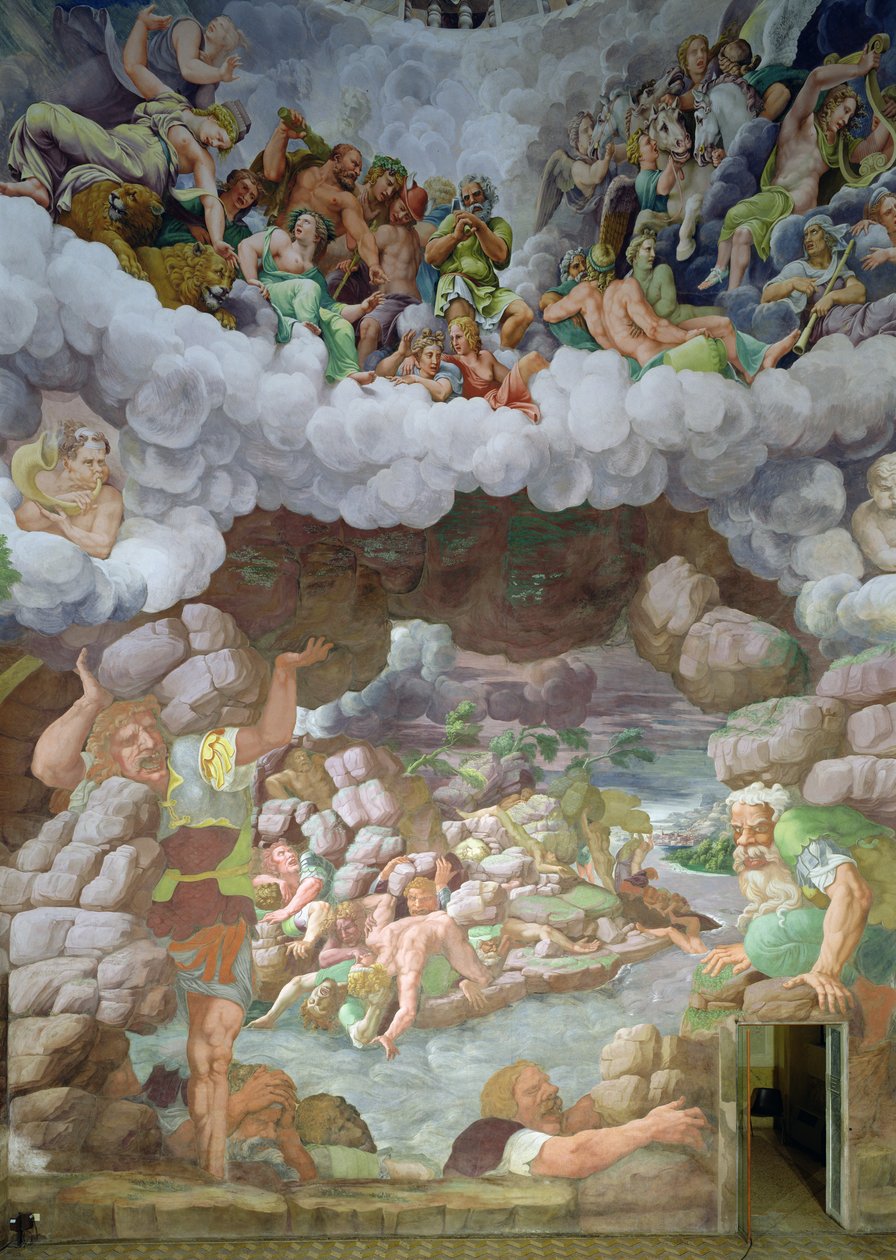 Dettaglio della distruzione dei giganti dai fulmini di Giove, Sala dei Giganti, 1536 da Giulio Romano